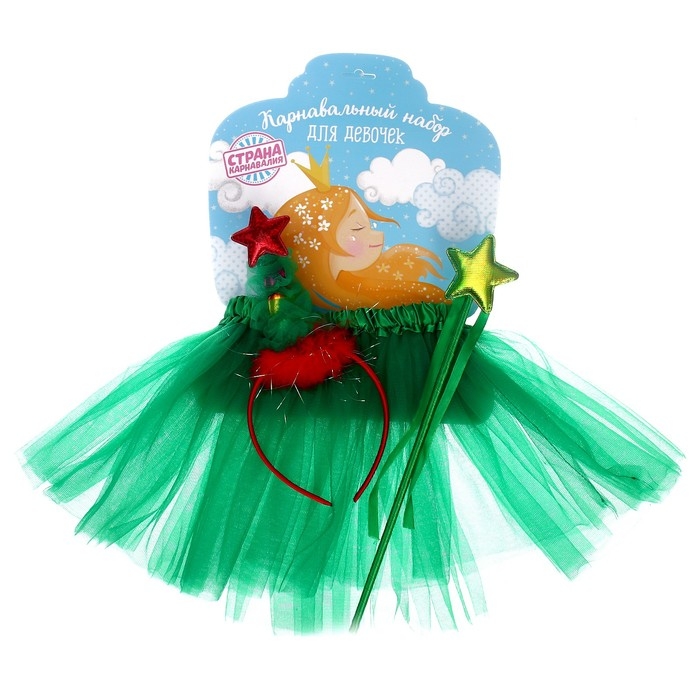 Карнавальный набор «Ёлочка», 3 предмета: ободок, жезл, юбка, 3-5 лет Карнавальный набор «Ёлочка», 3 предмета: ободок, жезл, юбка, 3-5 лет