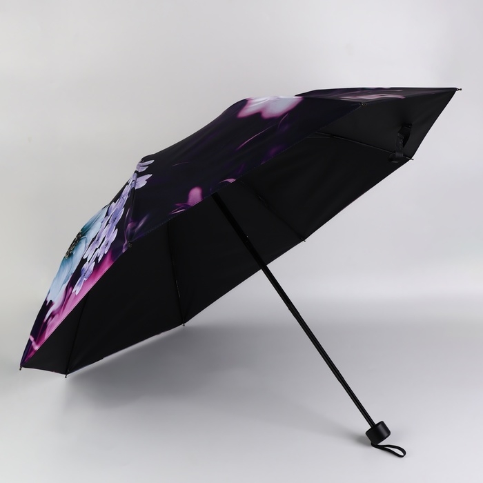 Зонт механический &laquo;Лепесток&raquo;, эпонж, 4 сложения, 8 спиц, R = 48/56 см, D = 112 см, цвет МИКС