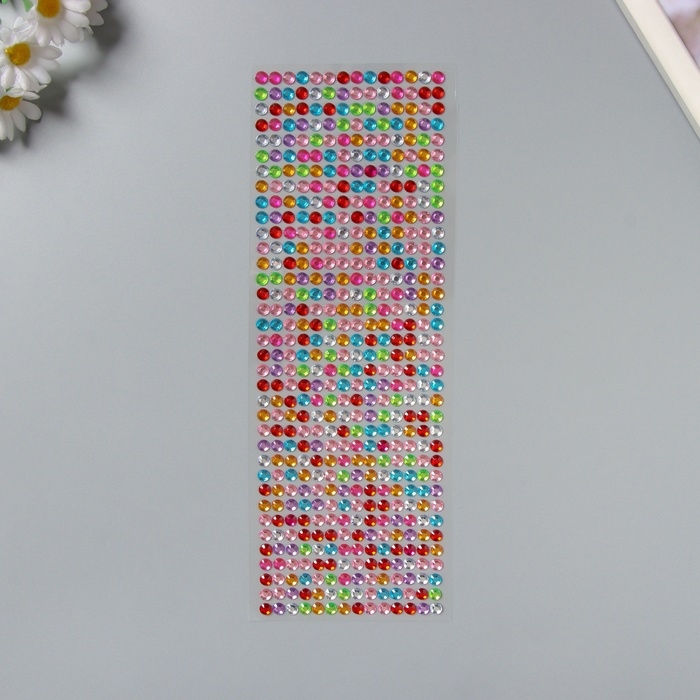 Наклейка пластик стразы Наклейка пластик стразы "Мелкие", d - 0,5 см, МИКС 31,5х10,5 см