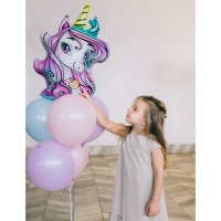 Воздушный шар фольгированный 29" &laquo;Время волшебства&raquo; единорог, с подложкой