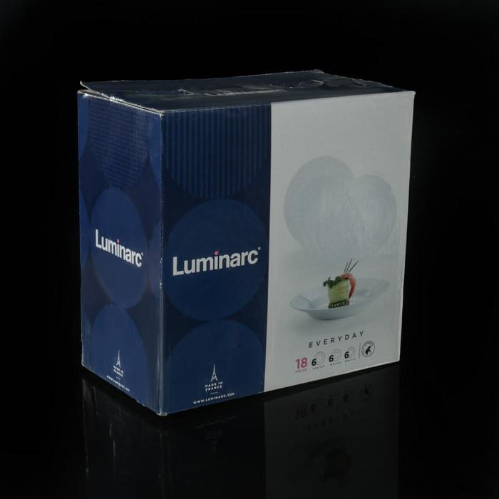 Сервиз столовый стеклокерамический Everyday, 18 предметов, цвет белый, серый Сервиз столовый стеклокерамический Everyday, 18 предметов, цвет белый, серый