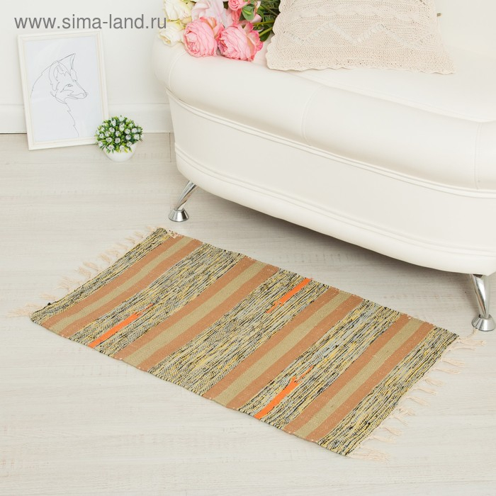 Ковер &laquo;СТРАЙП&raquo;, вид1, размер 50х80 см (&plusmn; 3 см), хлопок, цвет МИКС