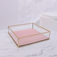 Органайзер для хранения &laquo;PINK RIPPLES&raquo;, стеклянный, 1 секция, 20 &times; 20 &times; 5 см, цвет прозрачный/медный/розовый