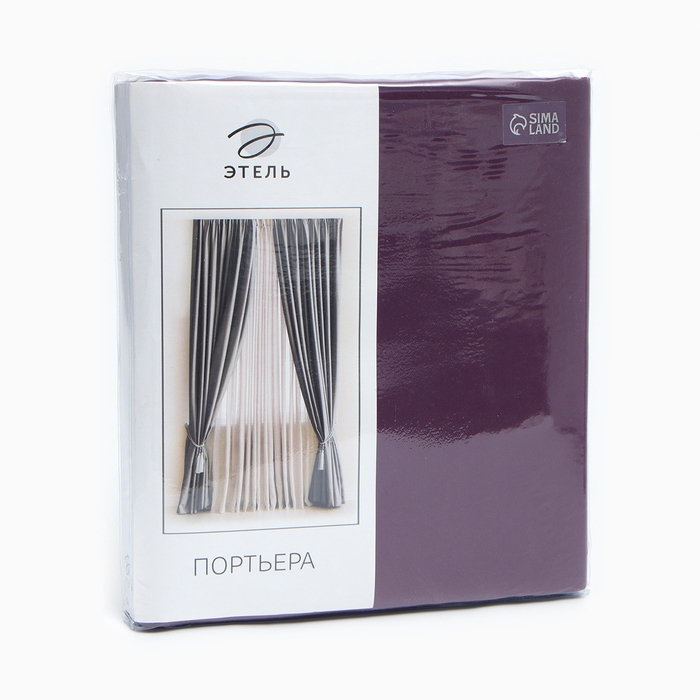 Штора портьерная Этель 270*300 см, цв.винный, блэкаут, пл. 240 г/м2