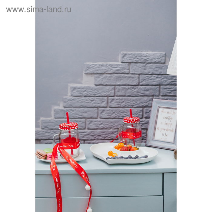 Блюдо керамическое с соусником &laquo;Сердце&raquo;, 28&times;22&times;4 см, цвет белый