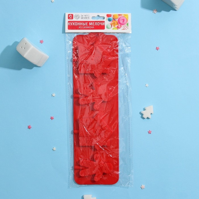 Форма для леденцов новогодняя Доляна &laquo;Дом для имбирного пряника&raquo;, силикон, 31&times;9 см, 4 ячейки, с палочками, цвет МИКС