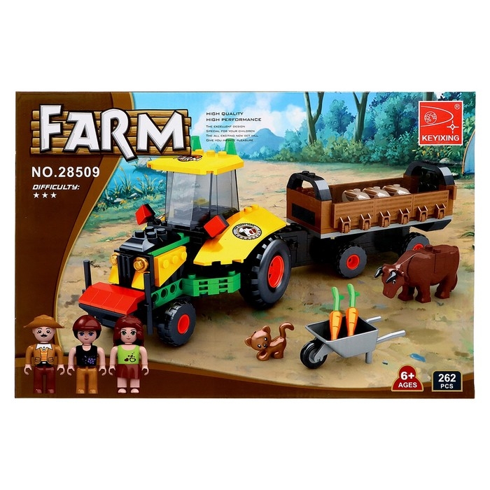 Конструктор Ферма &laquo;Трактор с телегой&raquo;, 262 детали