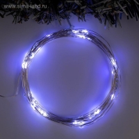 Гирлянда &laquo;Нить&raquo; 5 м роса, IP20, серебристая нить, 50 LED, мерцание всех светодиодов, батарейки AAх3 (нет в комплекте), свечение белое
