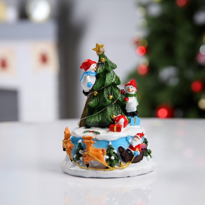 Светодиодная фигура &laquo;Ёлка&raquo; 10 &times; 15 &times; 10 см, полистоун, батарейки АААх2 (не в комплекте), свечение тёплое белое