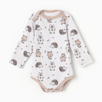 Боди детское, цвет бежевый/ёжики, рост 80 см