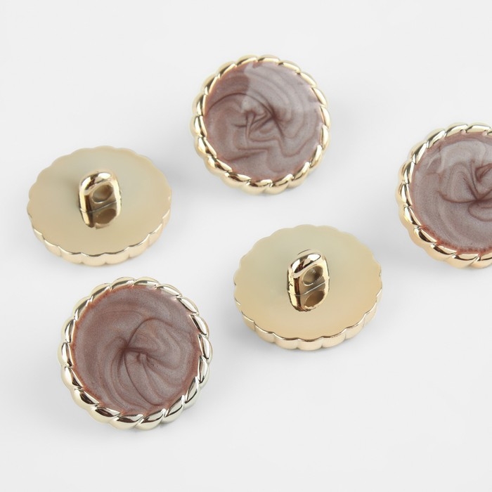 Набор пуговиц на ножке, d = 21,5 мм, 5 шт, цвет коричневый/золотой Набор пуговиц на ножке, d = 21,5 мм, 5 шт, цвет коричневый/золотой