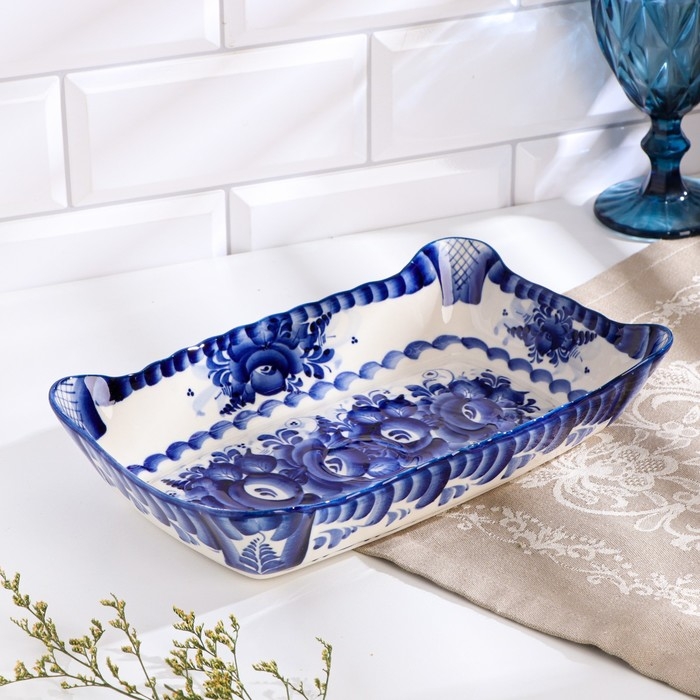 Блюдо под заливное, гжель Блюдо под заливное, гжель