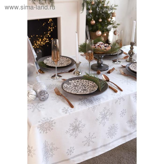 Скатерть "Этель" Серебряные снежинки 149х250+/- 3см, 100% хлопок, 190 г/м2