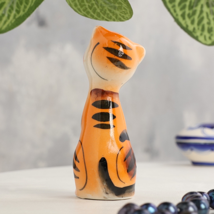 Сувенир &laquo;Кошка Милашка&raquo;, рыжая, 9 см, гжель