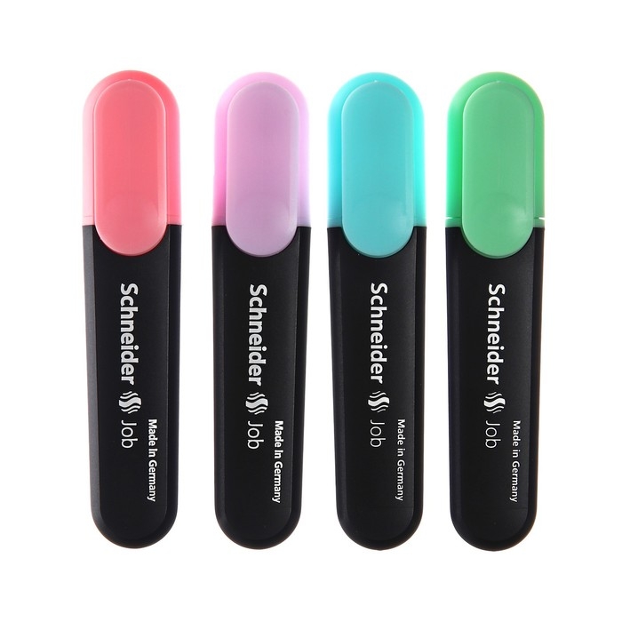 Набор маркеров-текстовыделителей 4 цвета 1-5 мм Schneider Job, пастельные тона, в прозрачном чехле Набор маркеров-текстовыделителей 4 цвета 1-5 мм Schneider Job, пастельные тона, в прозрачном чехле