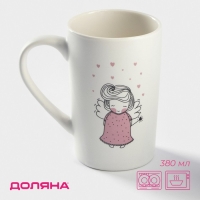 Кружка фарфоровая Доляна &laquo;Ангел&raquo;, 380 мл, цвет белый