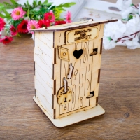 Копилка деревянная, "Туалет", с открывающейся дверью, 15 см. Копилка деревянная, "Туалет", с открывающейся дверью, 15 см.