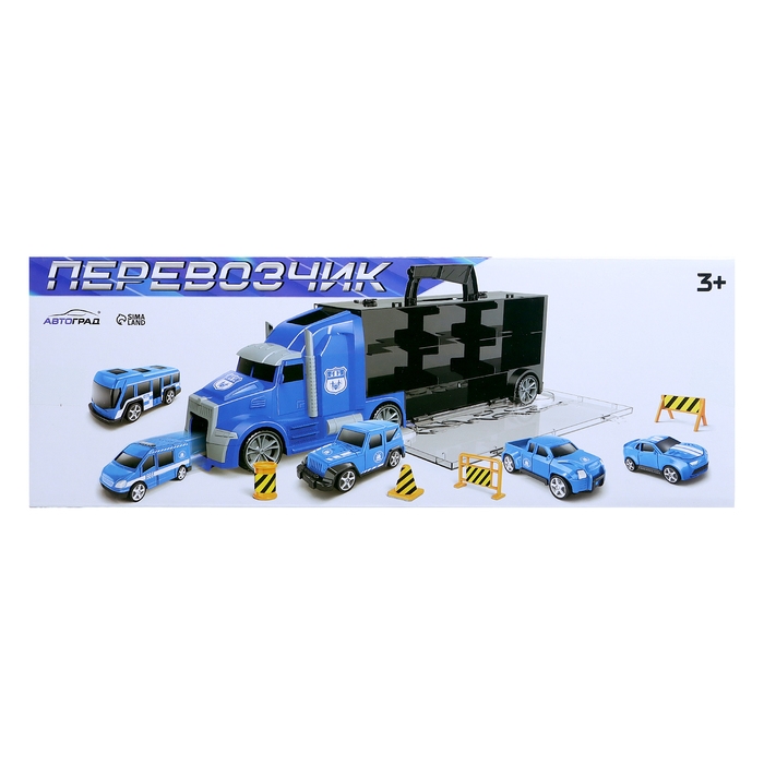Грузовик &laquo;Перевозчик&raquo;, в комплекте 6 машин и дорожные знаки