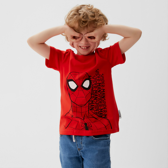 Футболка MARVEL &laquo;Человек паук&raquo;, рост 122-128 (34), цвет малиновый