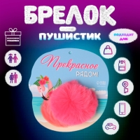 Пушистик на кольце "Фламинго. Прекрасное рядом!" d=8 см 14х14,7 см Пушистик на кольце "Фламинго. Прекрасное рядом!" d=8 см 14х14,7 см