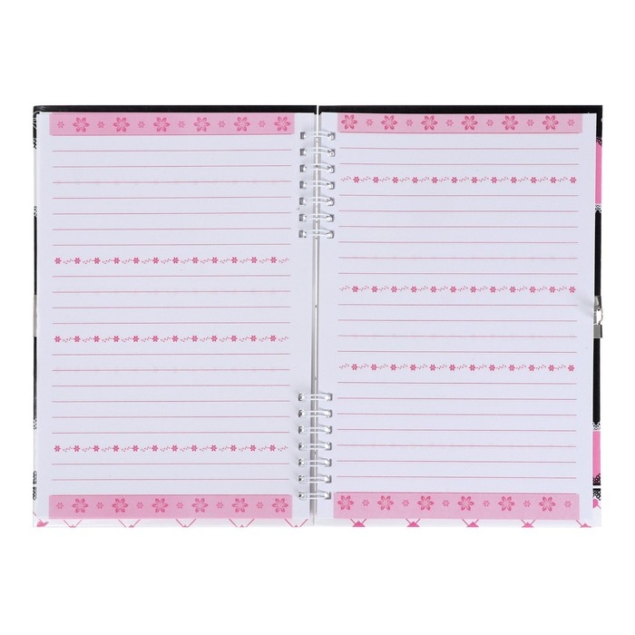 Записная книжка подарочная на замочке, А5, 50 листов, линия, "Бантики", МИКС