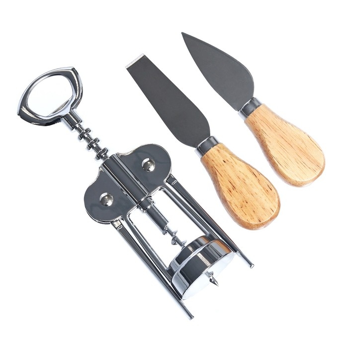 Набор для вина и сыра &laquo;Хорошая идея&raquo;: ножи 2 шт., штопор