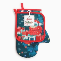 Набор кухонный Доляна "Мечта исполнится": прихватка 17х17 см, варежка-прихватка 20х28 см, 35% хлопок