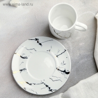 Чайная пара керамическая &laquo;Марбл&raquo;, чашка 220 мл, блюдце d=15 см, цвет белый