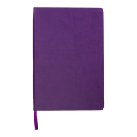 Ежедневник недатированный A5, 140л, клетка, кожзам, на резинке, синий срез, Фиолетовый