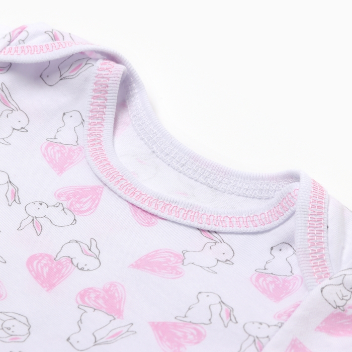 Боди детское с коротким рукавом, цвет белый/зайки, рост 62 Боди детское с коротким рукавом, цвет белый/зайки, рост 62