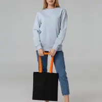 Холщовая сумка BrighTone, черная с белыми ручками