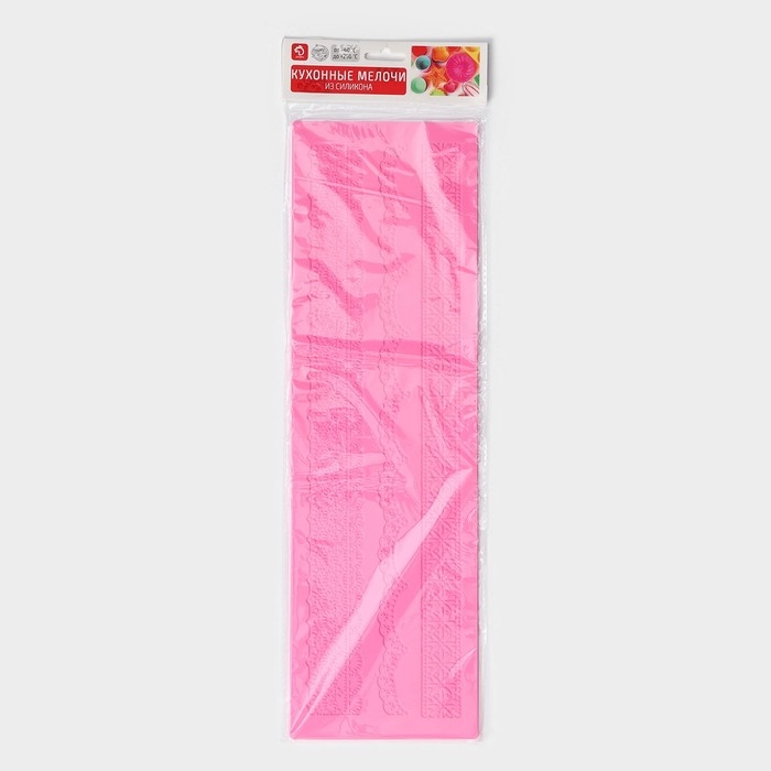 Коврик для айсинга Доляна &laquo;Ретро&raquo;, силикон, 38,5&times;12&times;0,3 см, цвет розовый