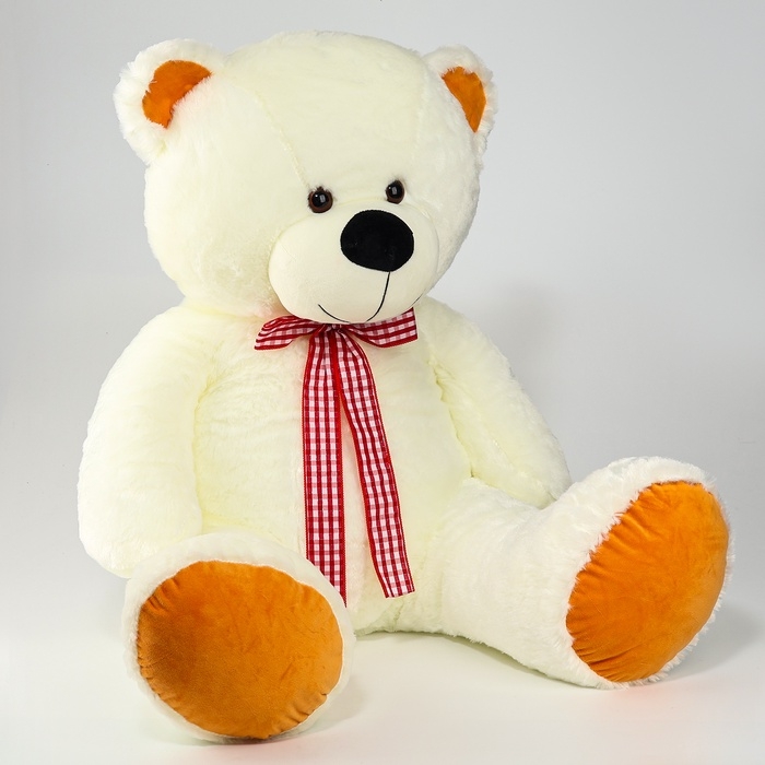 Мягкая игрушка "Медведь" с клетчатым бантом, 90 см