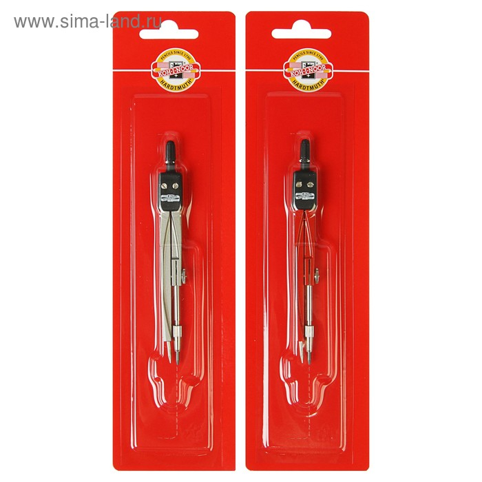 Циркуль металлический Koh-I-Noor 4506, 122 мм, красный, блистер, европодвес МИКС