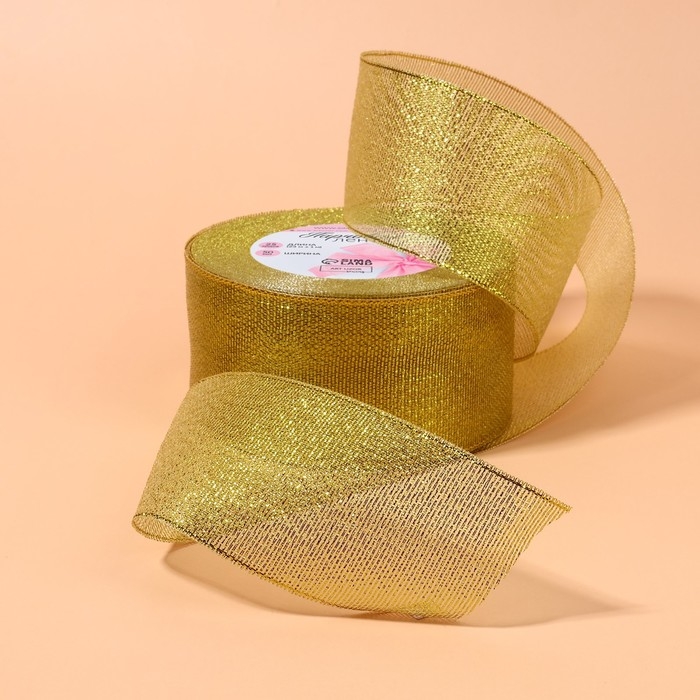 Лента парчовая, 50 мм, 23 ± 1 м, цвет золотой Лента парчовая, 50 мм, 23 ± 1 м, цвет золотой