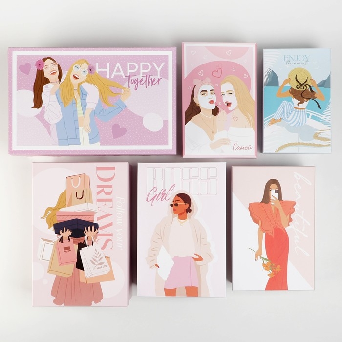 Набор коробок 6 в 1, упаковка подарочная, &laquo;Girls&raquo;, 20 х 12.5 х 7.5 ‒ 32.5 х 20 х 12.5 см