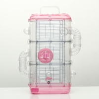 Клетка для грызунов с туннелем и наполнением, 32 х 21 х 55, см, розовая Клетка для грызунов с туннелем и наполнением, 32 х 21 х 55, см, розовая