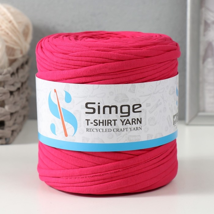 Трикотажная пряжа вторичная 90% хлопок,10% п/э, 100м/450&plusmn;50 гр (фуксия) МИКС