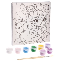 Картина по номерам для детей &laquo;Зеленоглазая девочка&raquo;, 15 х 15 см