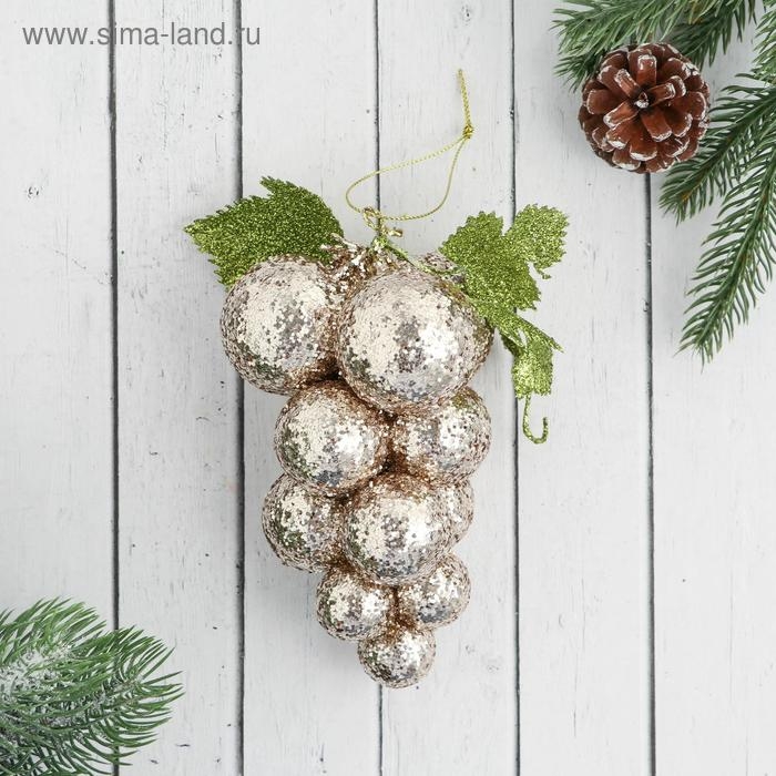 Ёлочная игрушка &laquo;Зимнее волшебство. Виноград-сокровище&raquo;, золото, пластик, 8,5х15 см