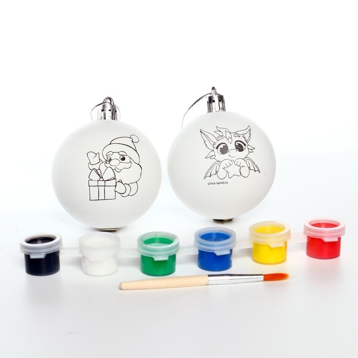 Ёлочные шары под раскраску на новый год &laquo;Загадай желание&raquo;, 2 шт, новогодний набор для творчества
