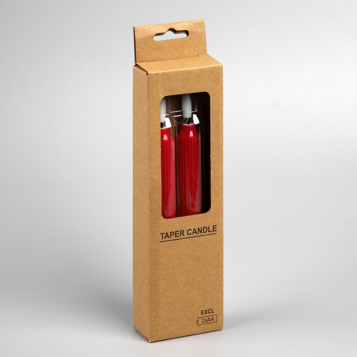 Светодиодная свеча восковая «Красная» 2 x 19 см, батарейки ААx2 (не в комплекте), свечение тёплое белое Светодиодная свеча восковая «Красная» 2 x 19 см, батарейки ААx2 (не в комплекте), свечение тёплое белое