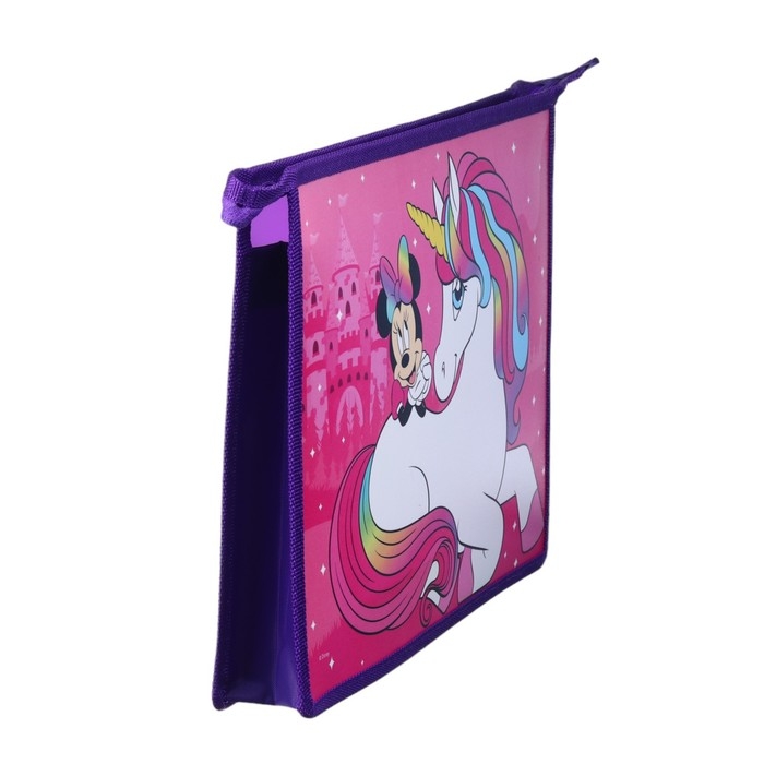 Папка для тетрадей А4, на молнии, пластик, Минни Маус и Единорог