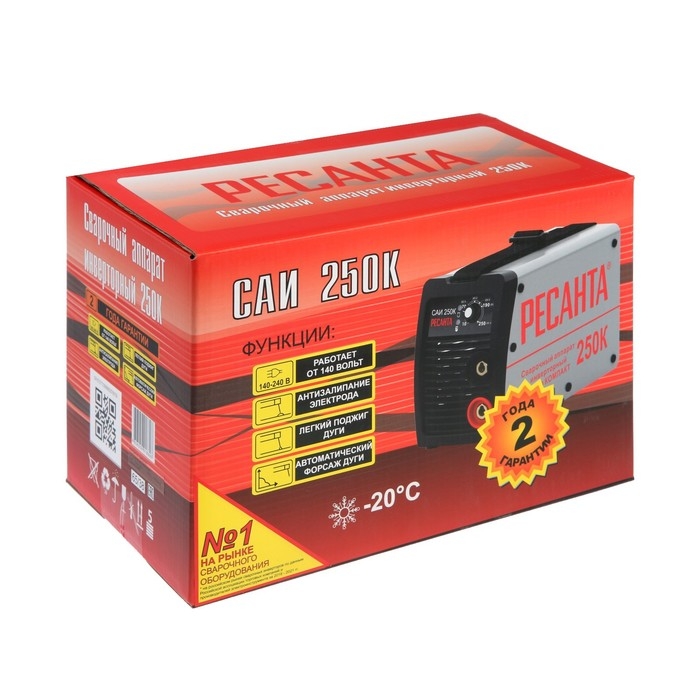 Сварочный аппарат инверторный Сварочный аппарат инверторный "Ресанта" САИ250К, 9.35 кВт, 10-250 А