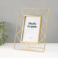 Фоторамка металл на 1 фото 10х15 см "Лофт. Треугольники" золото 18х1х22 см