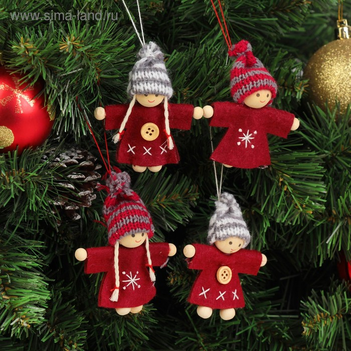 Игрушка-подвеска набор 4 шт. "С пуговками" 2,5&times;13&times;13 см