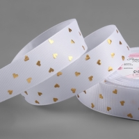 Лента репсовая с тиснением «Сердечки», 25 мм, 23 ± 1 м, цвет белый №001 Лента репсовая с тиснением «Сердечки», 25 мм, 23 ± 1 м, цвет белый №001