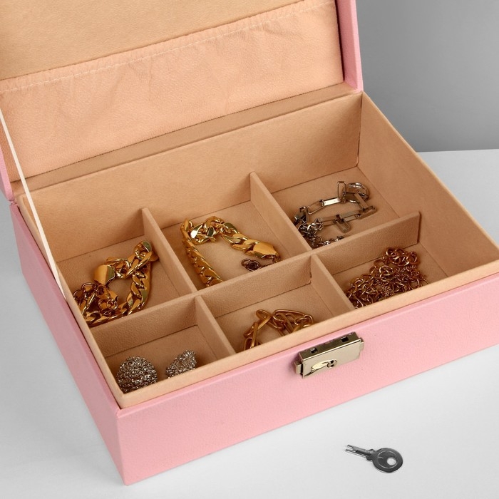 Подставка для украшений &laquo;Шкатулка&raquo; съёмная подставка,17&times;23&times;8,5 см, цвет розовый