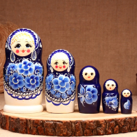 Матрёшка &laquo;Гжель&raquo;, высокая, 5 кукольная, люкс