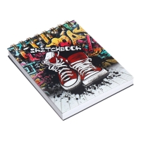 Скетчбук А6, 80 листов на гребне по короткой стороне "Кеды", твёрдая обложка, блок 100 г/м² Скетчбук А6, 80 листов на гребне по короткой стороне "Кеды", твёрдая обложка, блок 100 г/м²